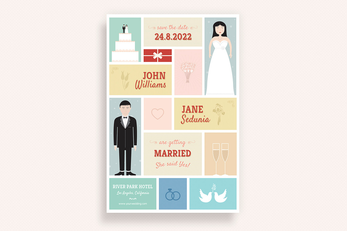 Cute Wedding and Invitation Card, an Invitation Template by Sargatal (Photo 1 of 4)