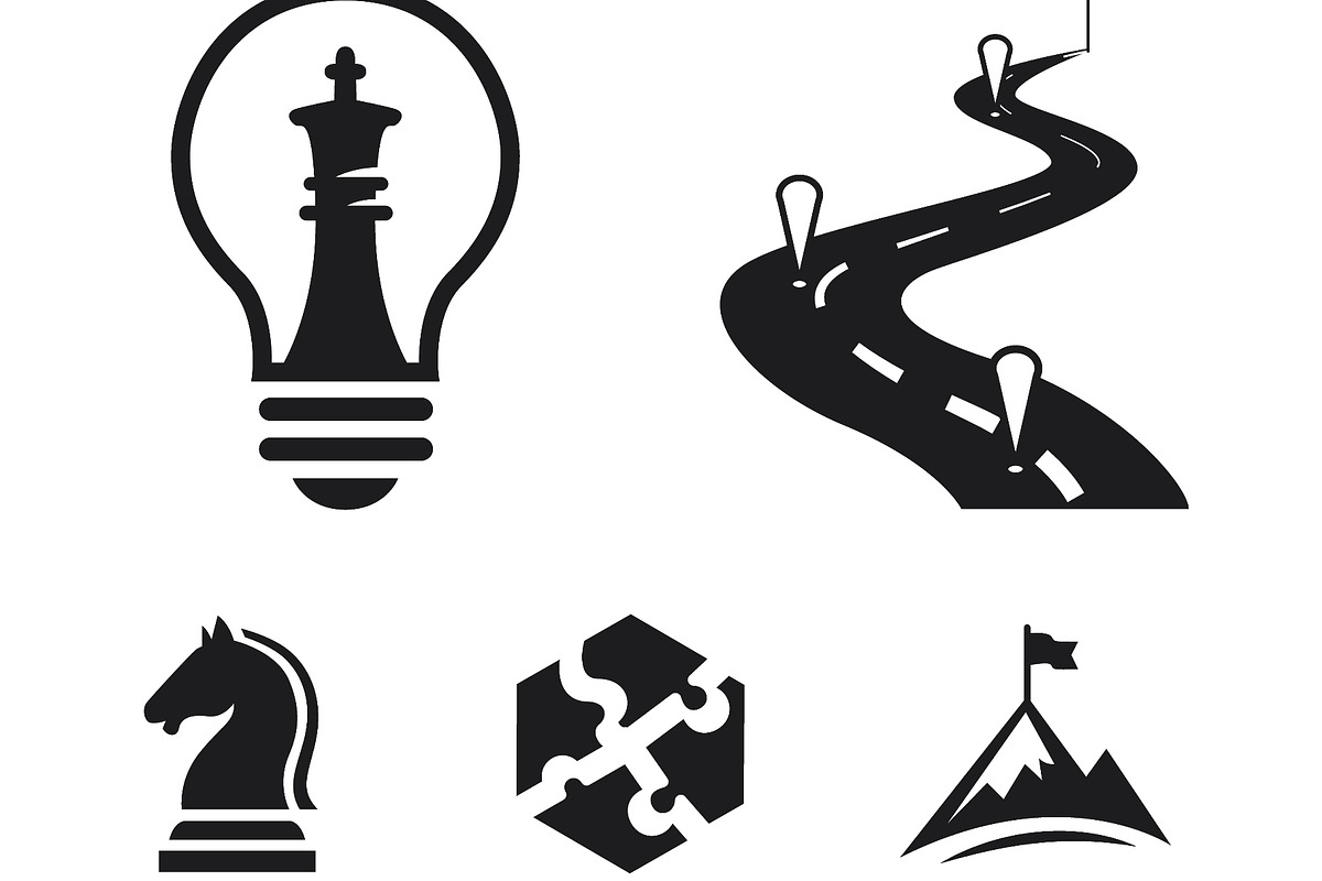 Five business strategy logo designs, a Person Illustration by LogosDen (Photo 2 of 3)