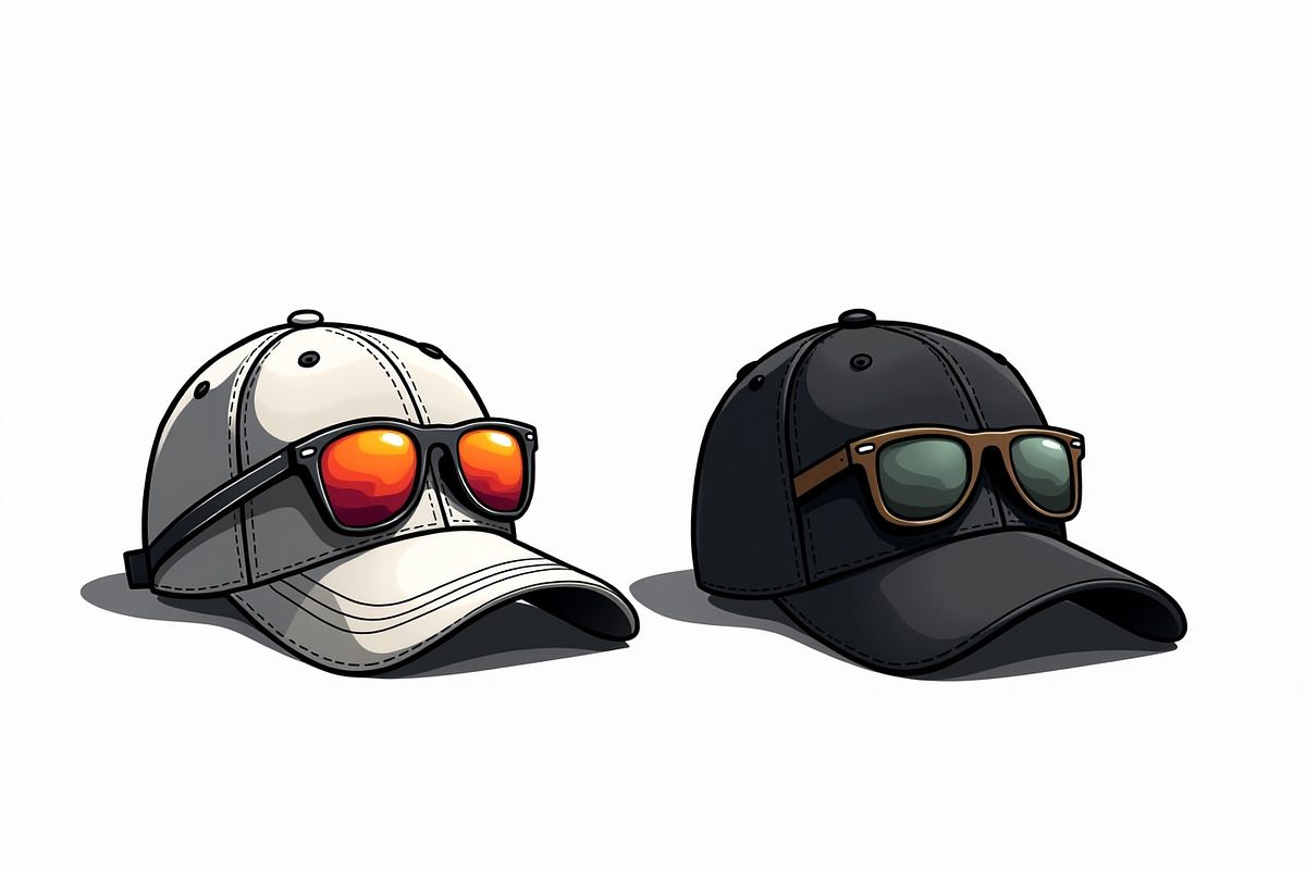 Glasses On Baseball Cap Vector, an Illustration by Amazin_art (Photo 4 of 8)