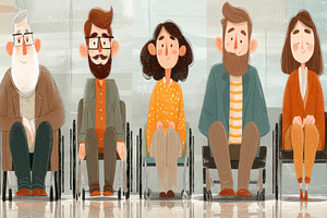 Illustration of a diverse group of individuals using wheelchairs, a Photo by AS photostudio