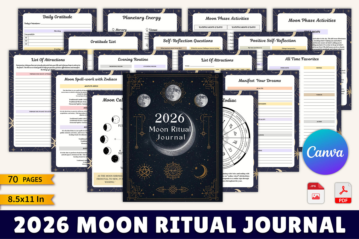 2026 Moon Ritual Journal, a Stationery Template by Designmela01 (Photo 1 of 10)