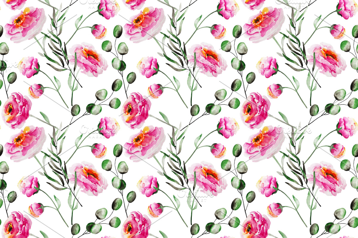Tender peony patterns and elements, a Decorative Illustration by SuperNata (Photo 3 of 5)
