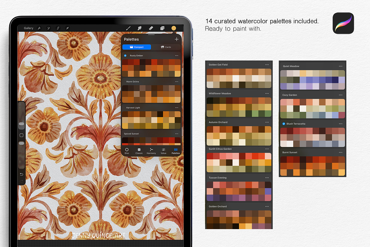 Watercolor Brushes for Procreate, a Brush Add-On by Jenny Quince (Photo 4 of 10)