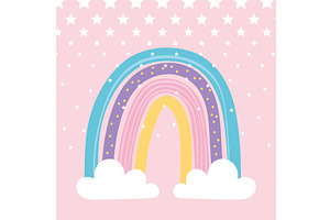 rainbow star and clouds, an Illustration by studiogstock