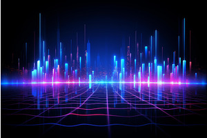 Futuristic neon city skyline, a Technology Illustration by Ylivdesign