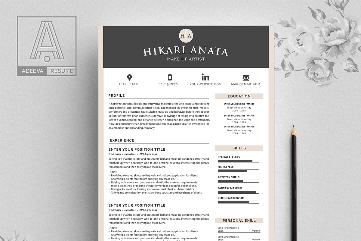 Simple Resume Template Anata, a Resume Template by AdeevaResume (Photo 2 of 4)