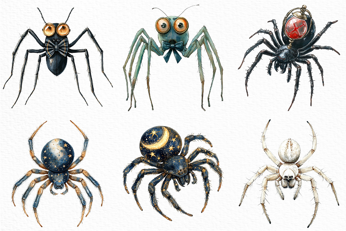 Watercolor Halloween Spider Clipart, an Illustration by Craft Nest (Photo 2 of 6)