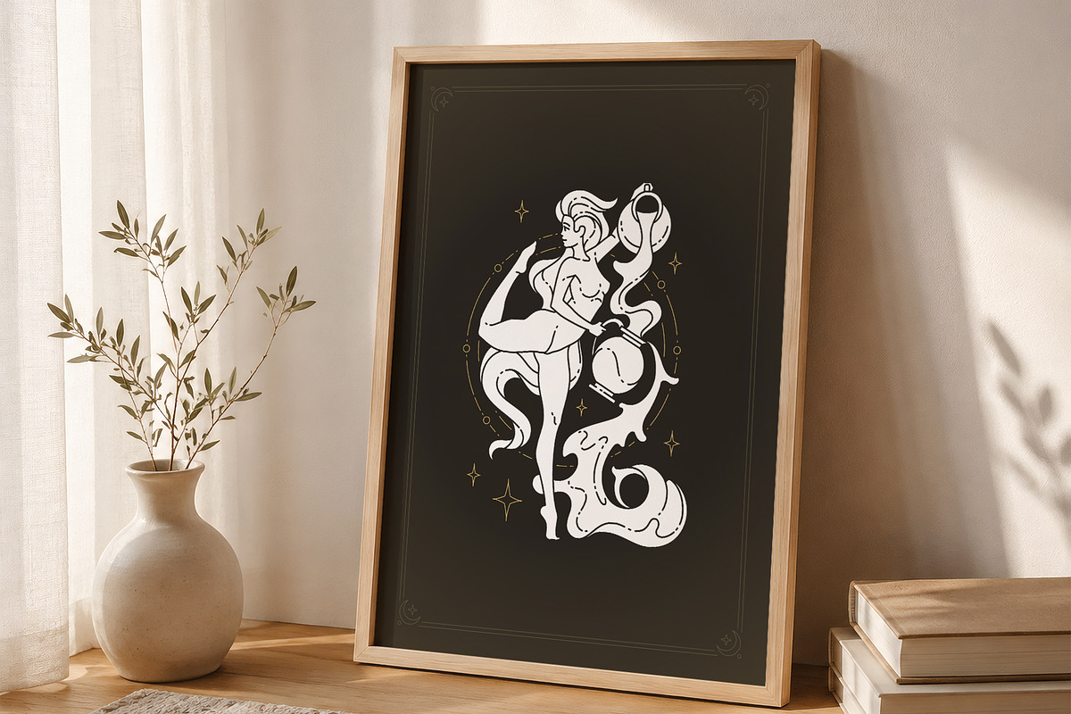 Aquarius Zodiac Wall Art, a Person Illustration by Vasya Kobelev (Photo 2 of 7)