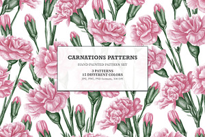 Pink carnation pattern set.