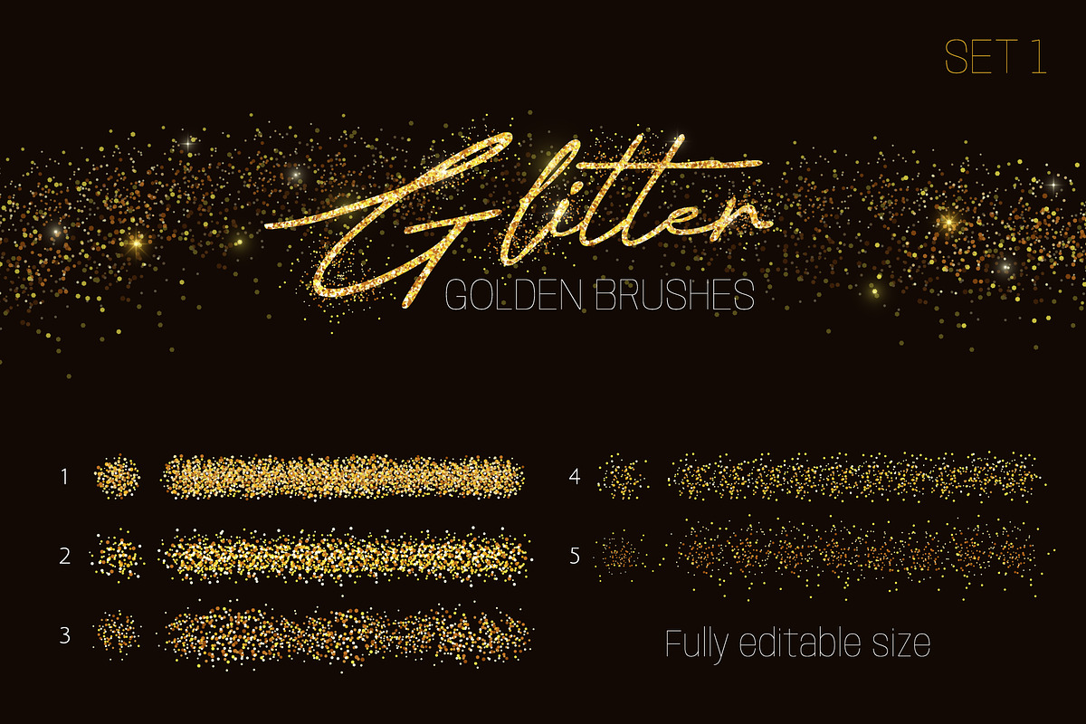 25 Glitter Brushes for illustrator, a Brush Add-On by IuliiaSavko (Photo 2 of 10)