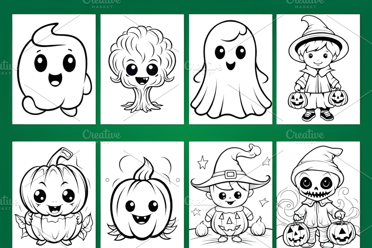 180 Cute Halloween Coloring Pages, a Seasonal Illustration by Coco Bloom (Photo 4 of 6)