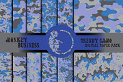Blue camo digital paper pack, a Graphic by Monkey Business (Thumbnail 1 of 7)