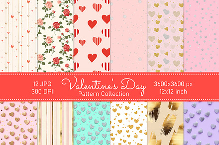 Valentine Hearts Seamless Patterns