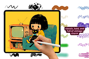 Procreate Vintage Retro Brushes, a Brush Add-On by Cozy Brushery (Thumbnail 5 of 10)