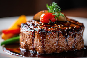 Steak and veggies on plate, a Photo by Beautiful things