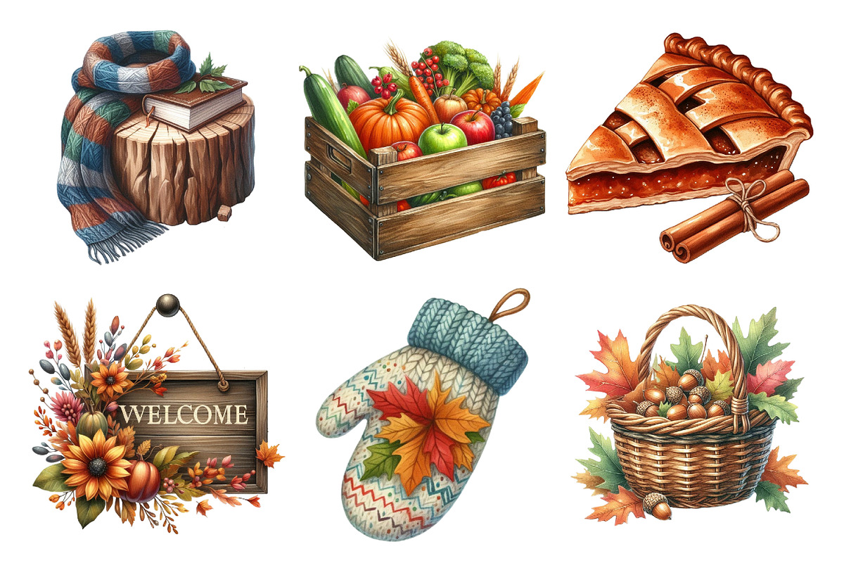 Watercolor Autumn Splendor Clipart, an Illustration by Daily.Designs (Photo 3 of 5)