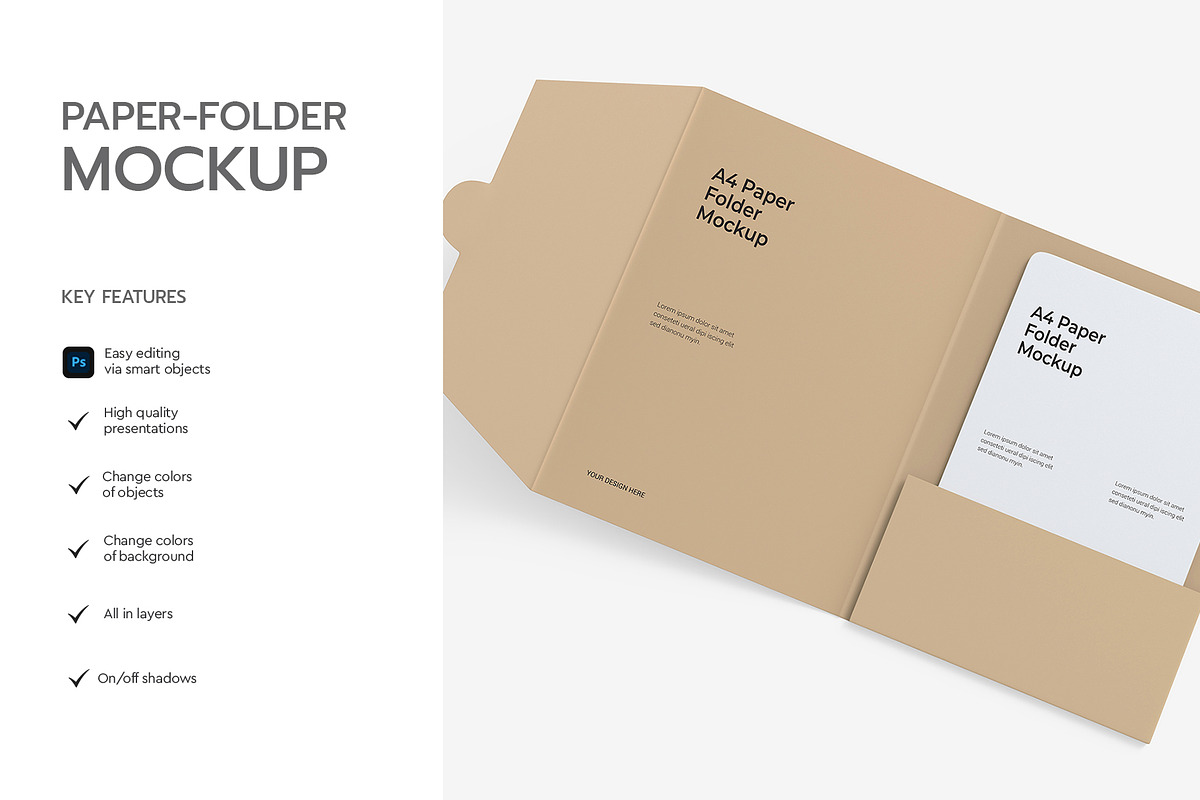 A4 Paper Presentation Folder Mockup