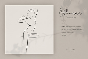 Womans Body. Line Art Illustration