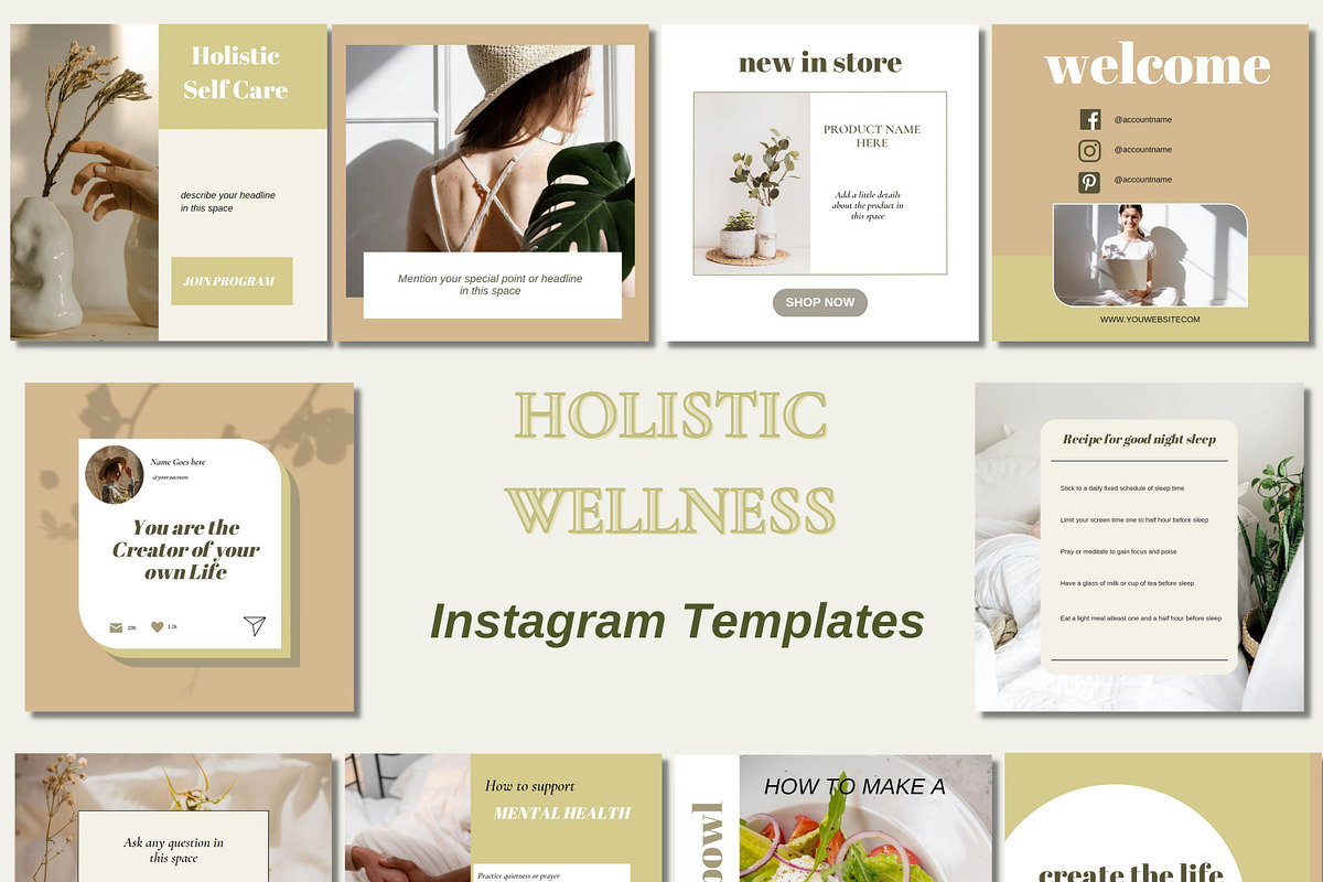Wellness Coach Instagram Templates 2, a Social Media Template by Deepa Template Studio (Photo 1 of 8)