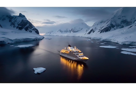 A cruise ship sails through calm, a Nature Photo by Sergey Kotenev