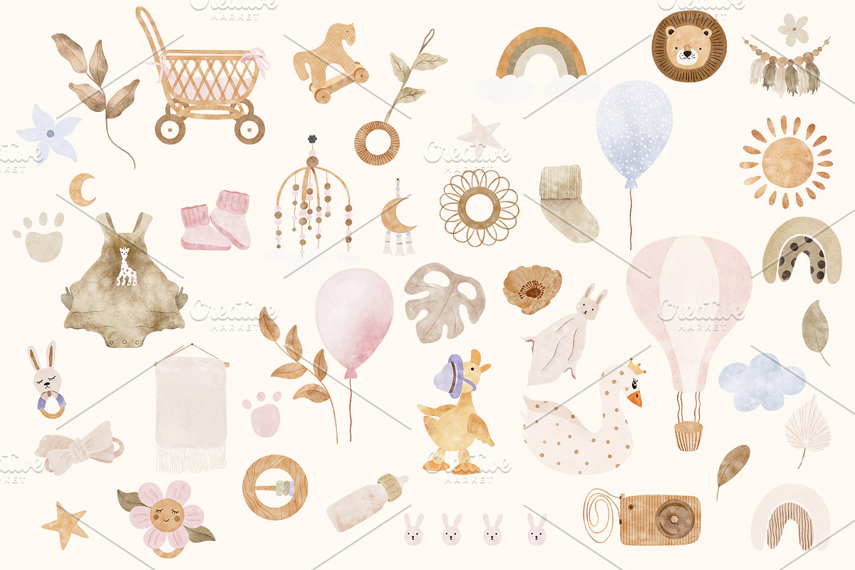 Watercolor Boho Baby Nursery Set, an Animal Illustration by Pati Paints (Photo 5 of 15)