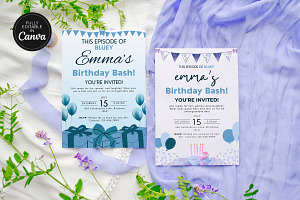 Bluey Birthday Invitation Canva Temp, an Invitation Template by Snapybiz