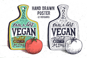 Vegan salad. Hand lettering poster