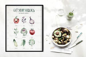 Watercolor Fresh Veggies Collection!