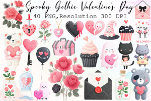 Spooky Gothic Valentine's Day Bundle, an Illustration by Sublimation Artist