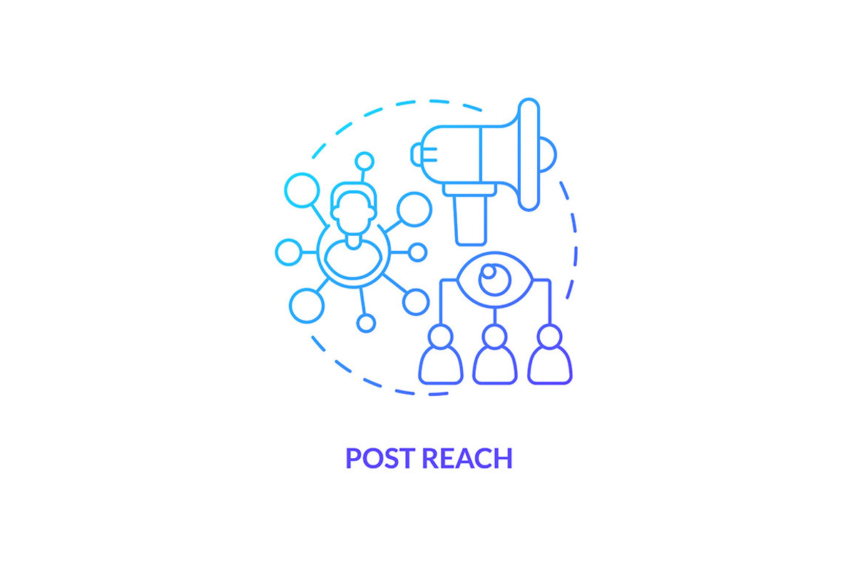 Post reach blue gradient concept, an Icon by IMG Visuals