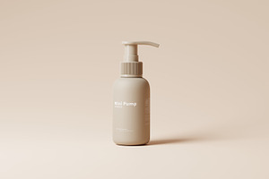 Travel Size Mini Pump Bottle Mockup, a Packaging Mockup by MockupFree.Net