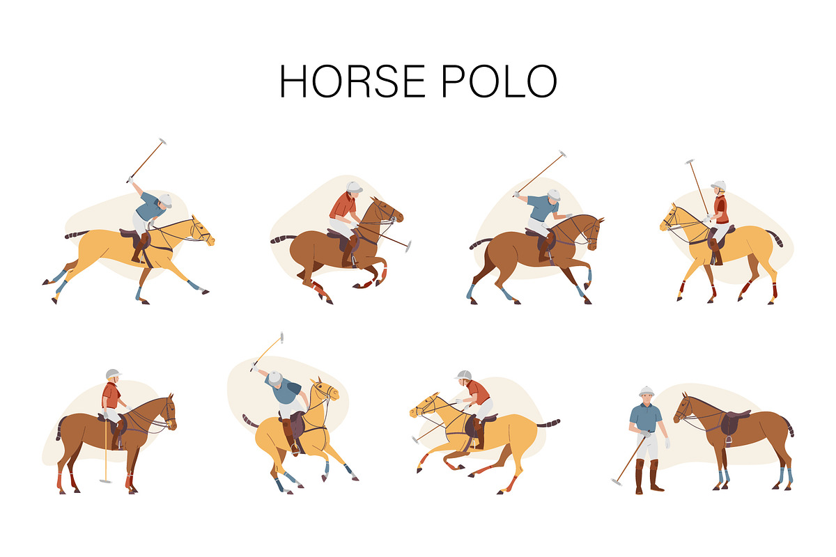 Polo Player Vector Set, an Illustration by Naurider