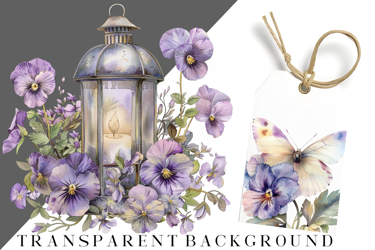 Pansy Garden Watercolor Clipart, an Illustration by DreamCafeArt (Photo 8 of 8)
