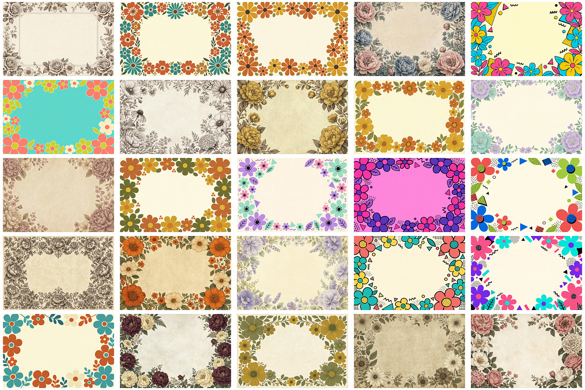 Vintage Flower Border Background, a Background Graphic by Forhadx5 (Photo 4 of 8)