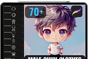 Procreate Chibi Male Clothes Stamps, a Brush Add-On by OneBerryCreations (Thumbnail 1 of 9)