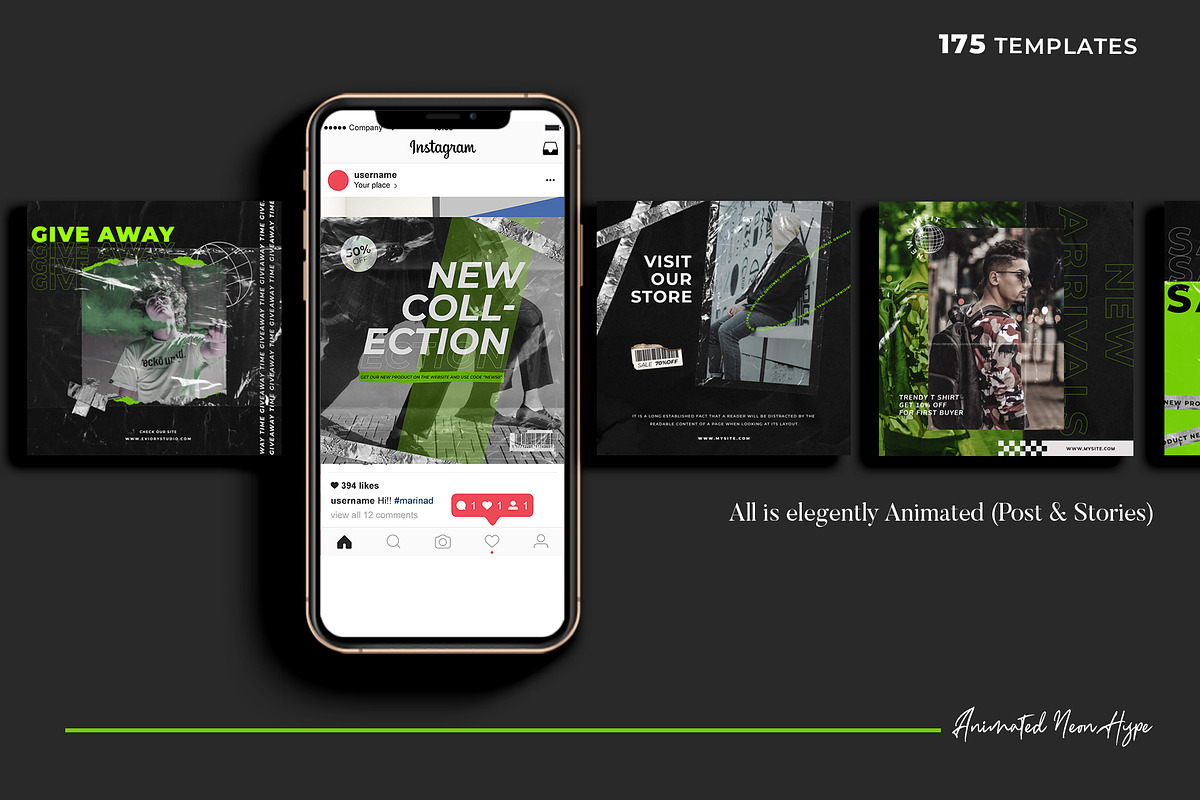 PS & CANVA Neon Hype - Social Media, a Social Media Template by Eviory (Photo 10 of 19)