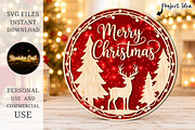 Merry Christmas Round Laser Cut SVG, an Object Graphic by OK Design (Thumbnail 3 of 3)