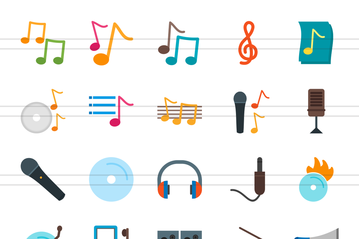 50 Music Flat Colorful Icons, an Icon by IconBunny (Photo 2 of 3)