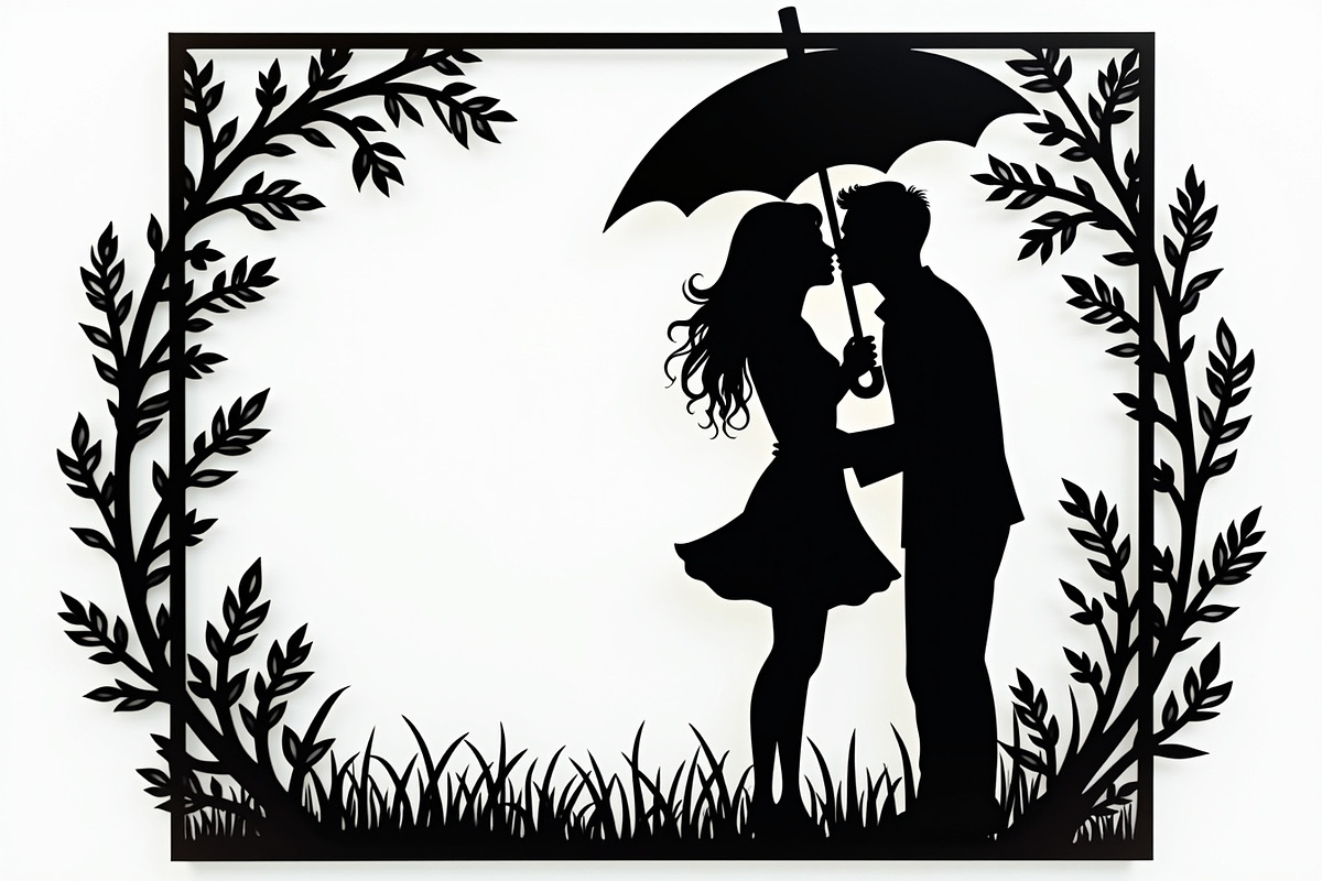 Romantic Couple Holding Umbrella, an Illustration by Amazin_art (Photo 12 of 21)