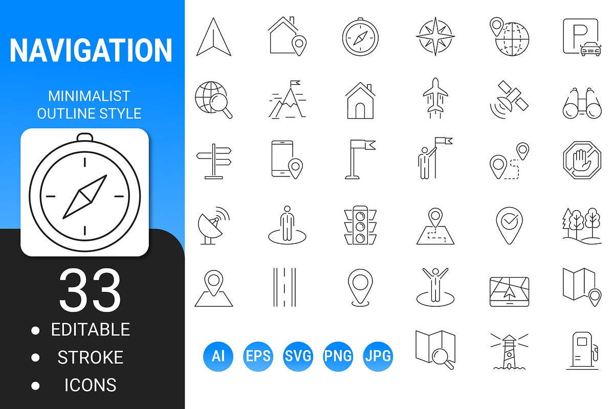 Navigation and gps outline icon set, an Outline Icon by Icons (Photo 1 of 3)