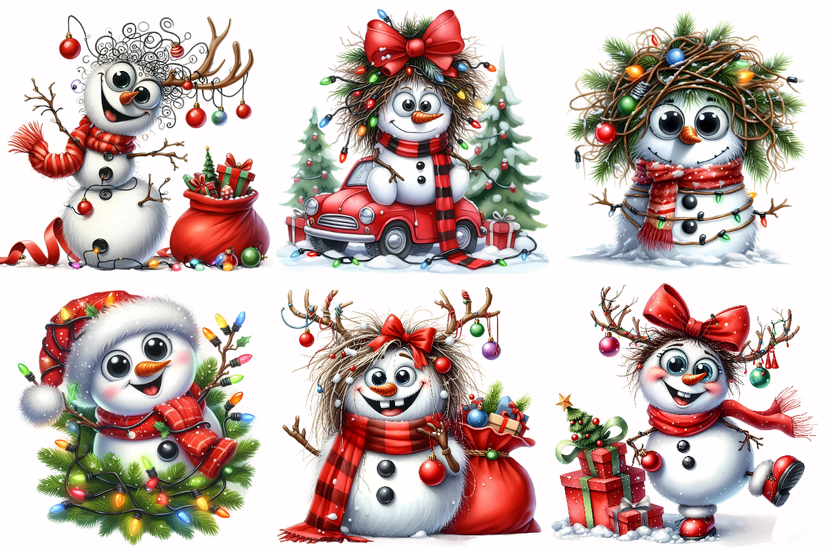 Funny Christmas snowman, a Seasonal Illustration by AnetArtStore (Photo 2 of 7)