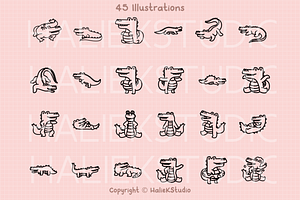 Cute Crocodile Procreate Stamps