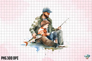 Retro Daddy Fishing Watercolor, an Illustration by Gemstone (Thumbnail 4 of 6)