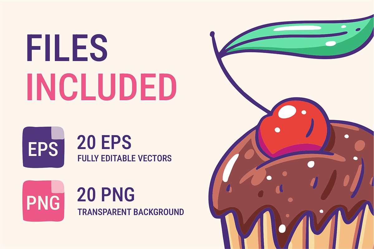 Cupcake Doodles & Dessert Clipart, a Food Illustration by Oktyabr (Photo 5 of 5)