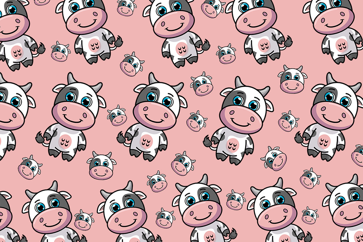 cute pattern little cow, a Pattern Graphic by borera studio (Photo 3 of 5)