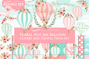 Hot Air Balloon Pink Set, an Illustration by Mia's Graphic Design (Thumbnail 1 of 8)