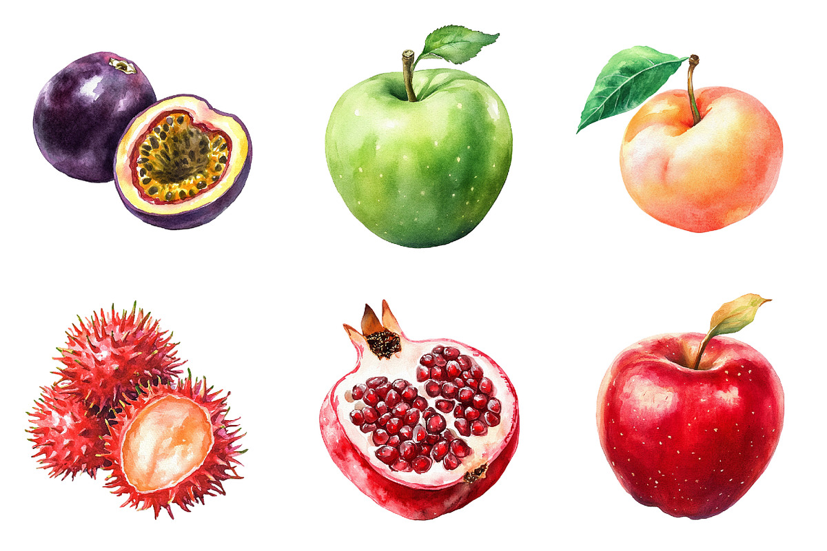 Watercolor Tropical Fruits Summer, an Illustration by designcity5 (Photo 5 of 5)
