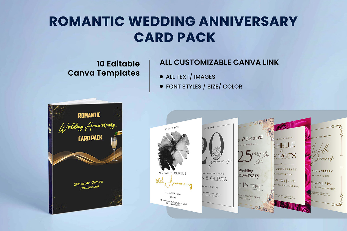 Wedding Anniversary Card Pack, an Invitation Template by DesignGenix (Photo 1 of 3)