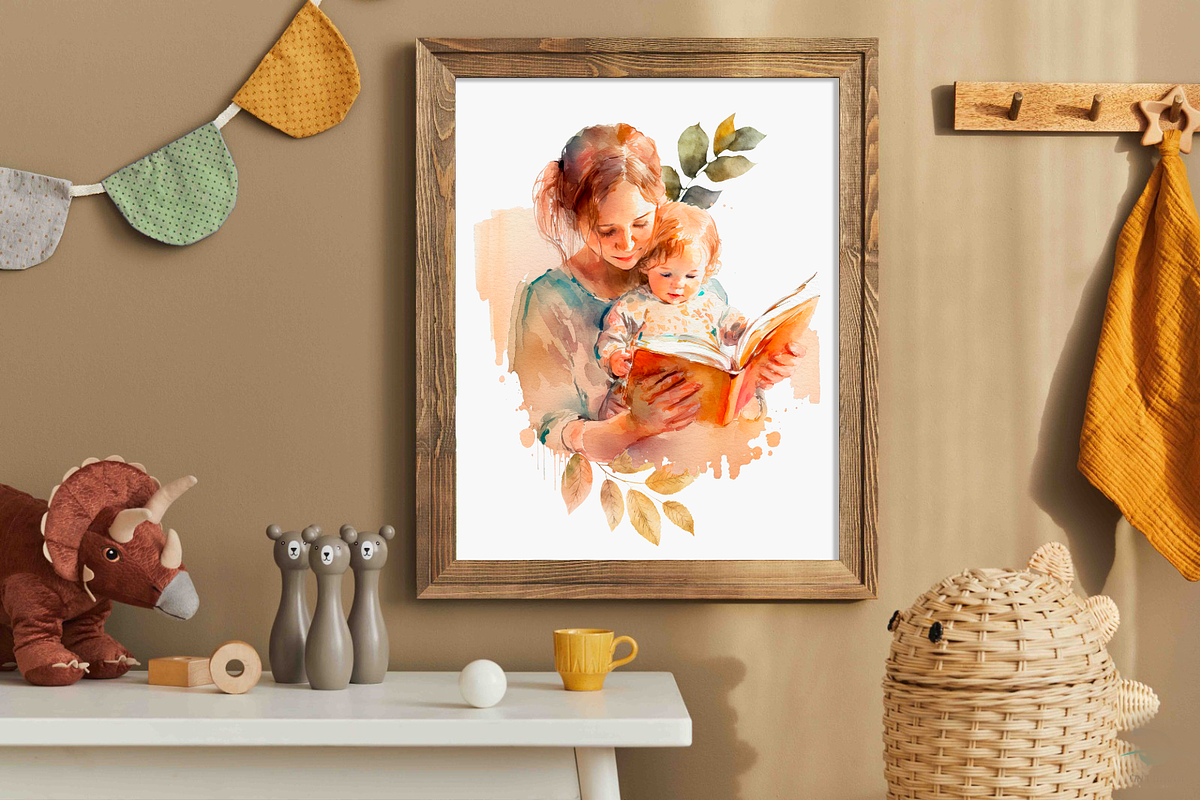 Mom & Baby. Watercolor collection, a Person Illustration by AlineArtStore (Photo 6 of 7)