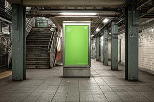 Green Subway Advertisement Blank Bil, an Abstract Photo by Pixeness Studio
